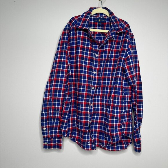 Ralph Lauren Red/White/Blue Plaid Button Down Shirt Boys Large - Picture 1 of 4